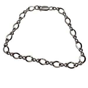 Vintage Silver Tone Open Link Charm Bracelet 7 Inch Lobster Clasp